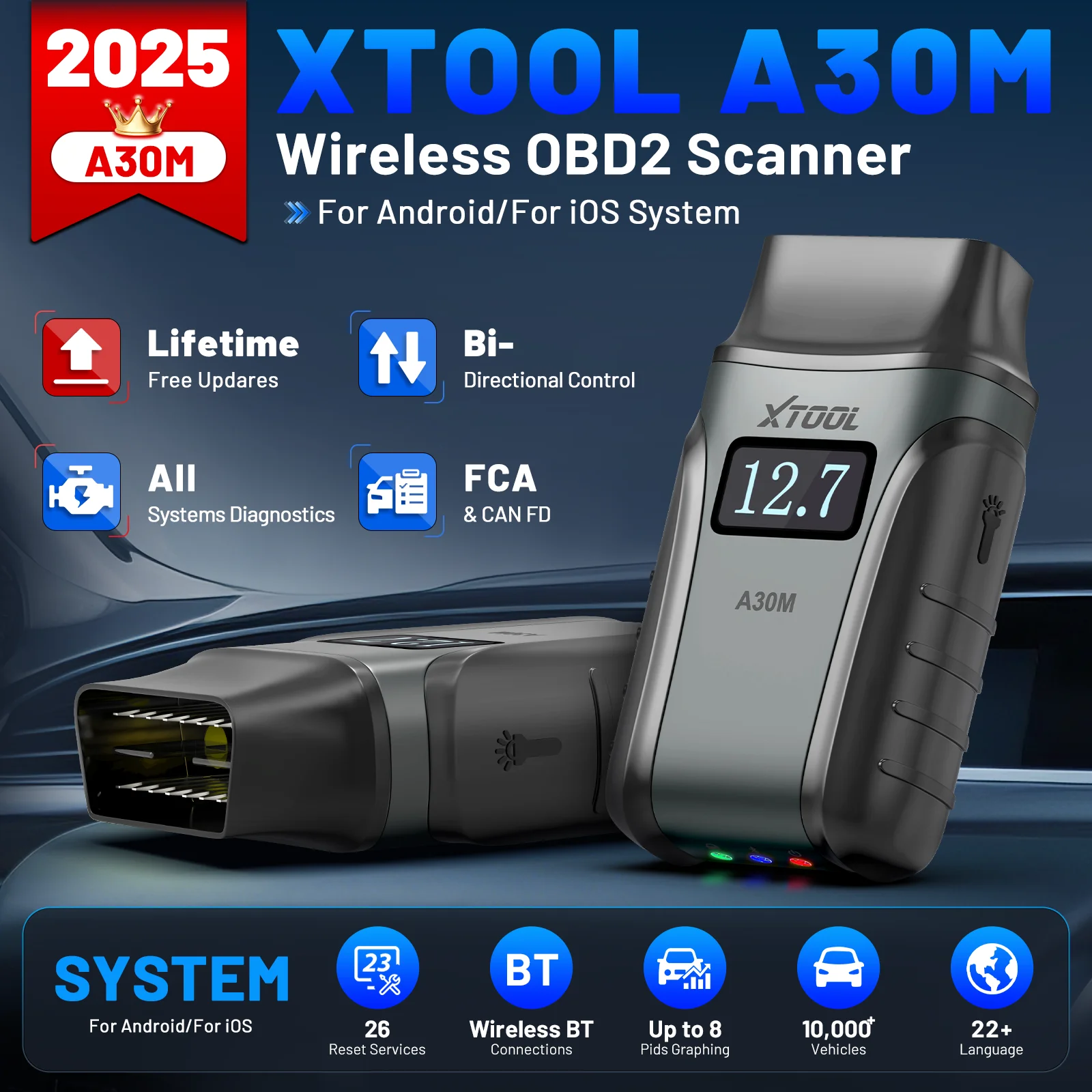 XTOOL Anyscan A30 OBD2 Bluetooth Ferramentas de diagnóstico Scanner automotivo bidirecional com atualização gratuita vitalícia Leitor de código sem fio CAN FD integrado Igual ao XTOOL Anyscan A30D Frete grátis - Image 2