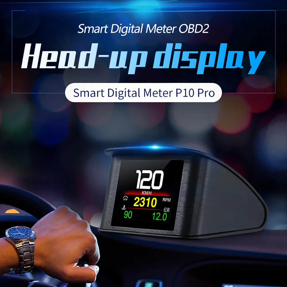 OBDII Smart Digital Meter P10 PRO OBD2 Head Up Display On Board Computer Digital Speedometer Multiple language Overspeed Alarm - Image 2