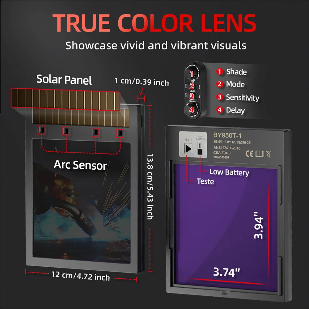 Capacete de soldagem com escurecimento automático ANDELI panorâmico 180 ° Ver máscara de soldagem com sensor de arco True Color 4 para máquina de soldador MIG MAG MMA - Image 2