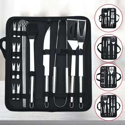 Conjunto de forno de aço inoxidável, ferramenta combinada, churrasco ao ar livre, conjunto de armazenamento, saco de pano portátil, acessórios de ferramentas