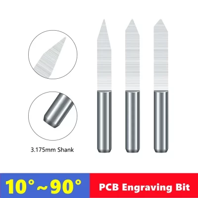 10pcs 10 °~90 ° V-shaped milling cutter 3.175mm (1/8 inch) hard alloy PCB engraving drill bit CNC engraving tool