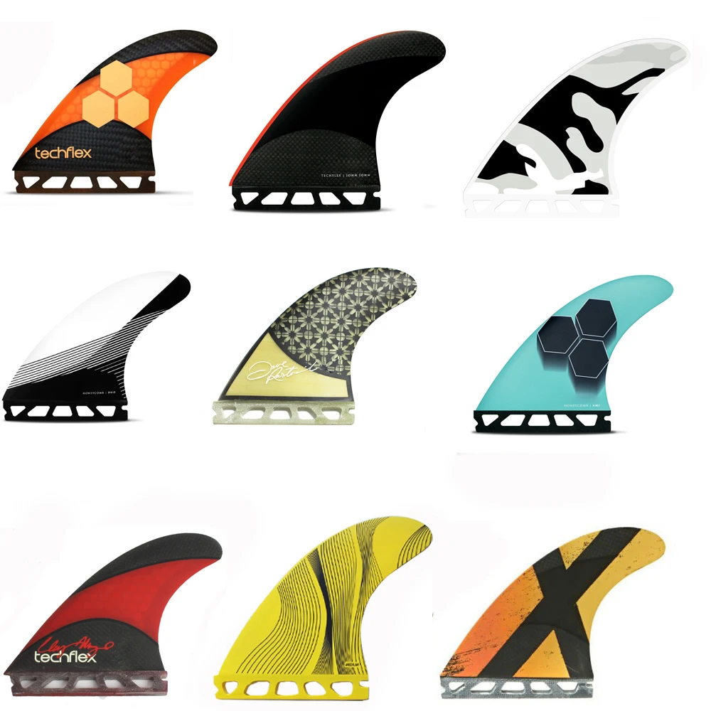 Barbatanas de propulsor Surf Carbon Honeycomb annd Barbatanas de prancha de surf de fibra de vidro em FUTURES de surf AM2 DHD Techflex SuperE Rasta FINS Jordy