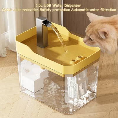 Fonte de água para gatos, filtro automático, bebedor transparente para gatos, usb, anti-seco, recircular, filtragem, dispensador de água com bomba