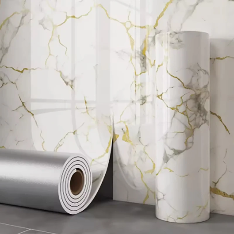 1 rolo de mármore grosso espuma imitação telha auto-adesivo papel de parede quarto sala estar decoração do banheiro adesivo de parede à prova dwaterproof água - Image 2