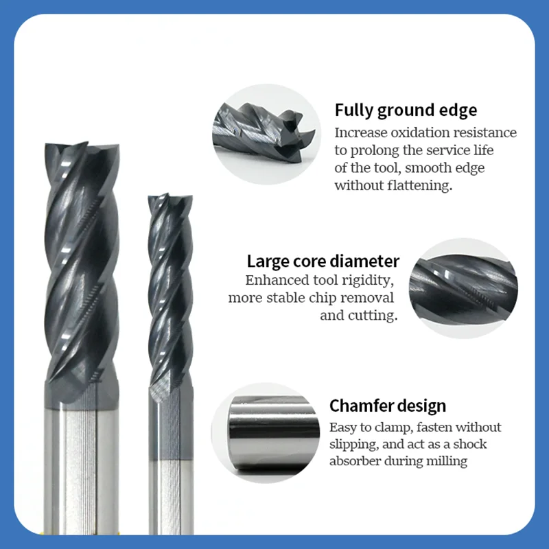 Metal Cutter Alloy Carbide End Mill HRC55 4 Flute 4mm 6mm 8mm 10mm 12mm 16mm 18mm 20mm Tungsten Steel CNC Maching Milling Tools - Image 4