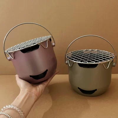Mini pequeno fogão de carbono ao ar livre portátil doméstico churrasco caixa aço inoxidável fogão chá azeitona álcool coreano churrasco fogão