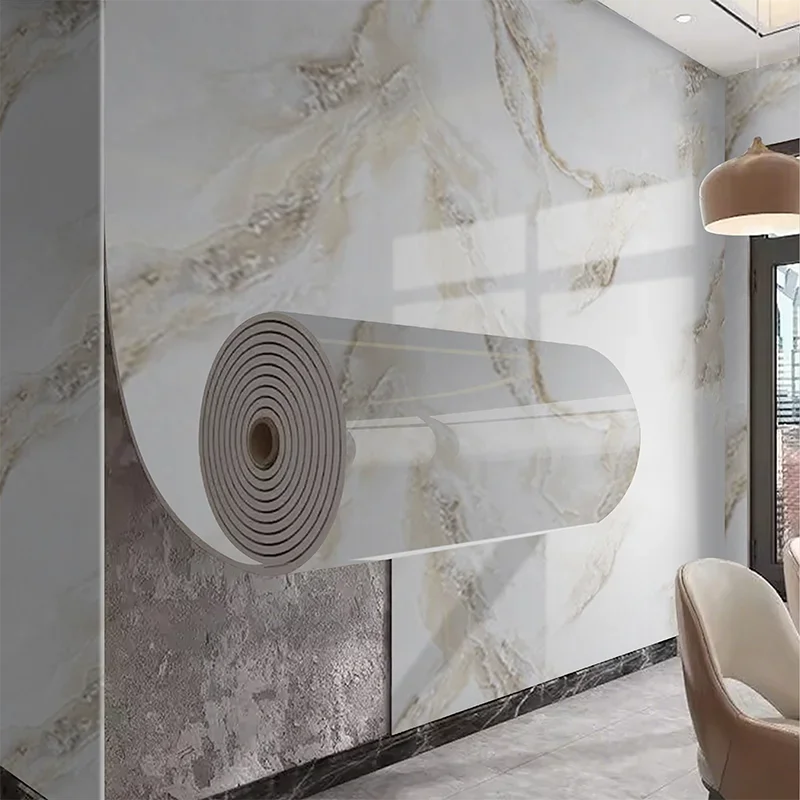 Painel de parede com padrão de mármore estilo europeu, casca e bastão, papel de parede decorativo, arte de parede para sala de estar, quarto, decoração de casa - Image 2