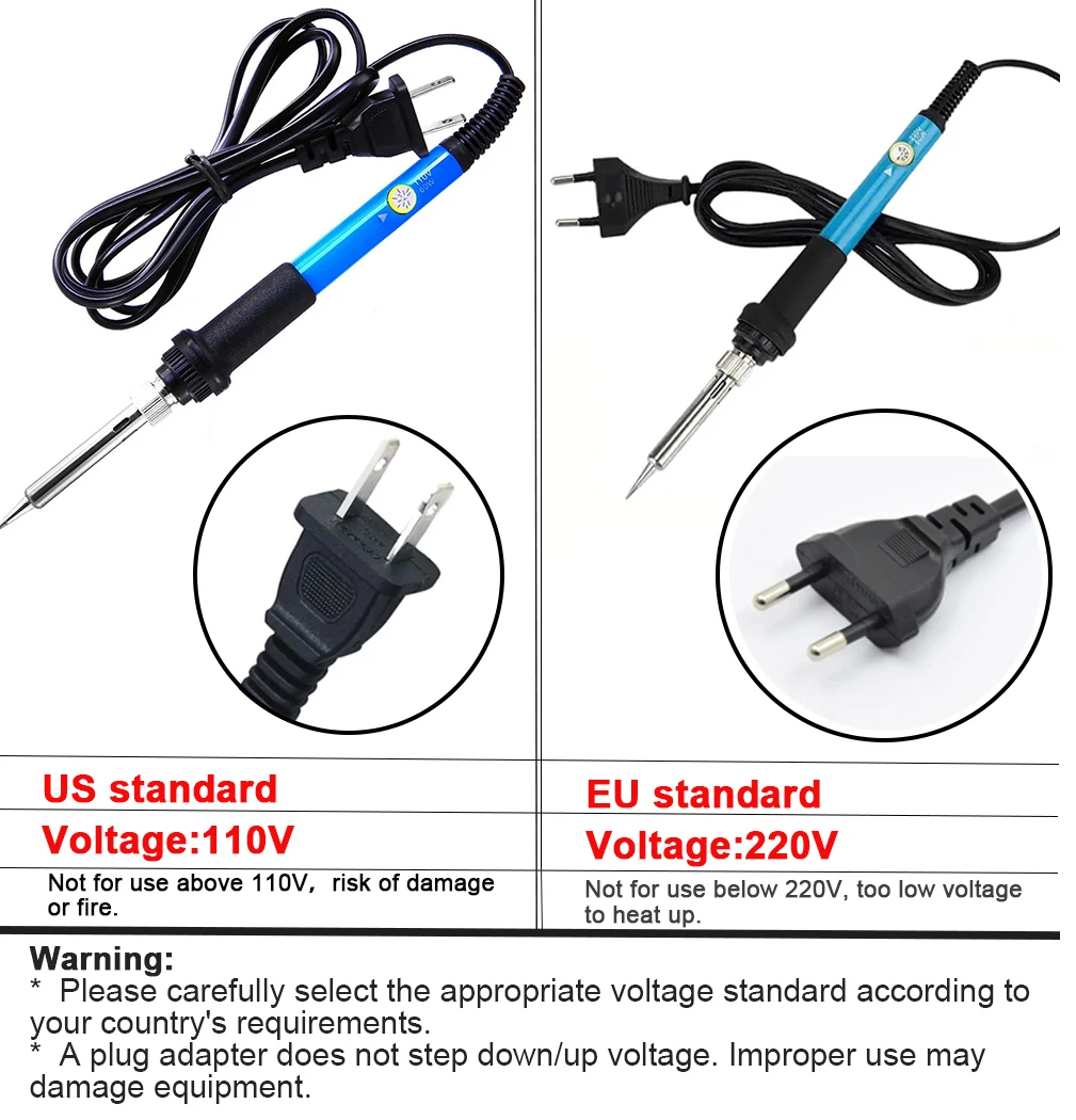Ferro de solda elétrico com temperatura ajustável, 60w, estação de retrabalho, pontas de caneta de calor, ferramenta de reparo diy - Image 3