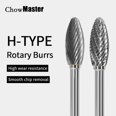 Chowmaster Rotary File H HX Type Tungsten Carbide Abrasive Rotary Burrs 6mm Shank Single Double Cut Router Bit For Metal Wood