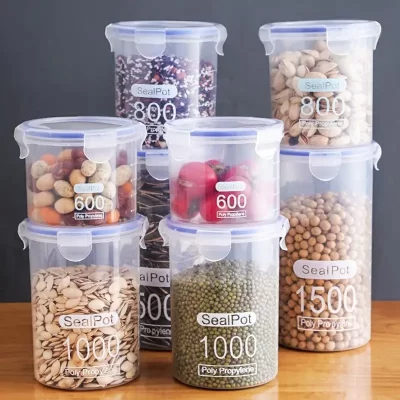 1-5 Pcs Airtight Food Storage Containers, Large Clear Plastic Canisters for Kitchen Pantry Grains Flour Dry Food, Moisture-Proof