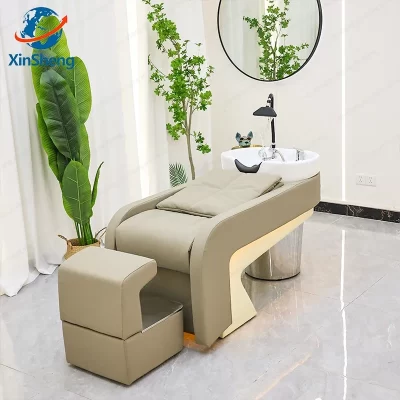 Xinsheng profissional shampoo cama cabeça de cabelo spa camas com luzes led headspa salão de beleza móveis barbeiro reclinável shampoo bacia