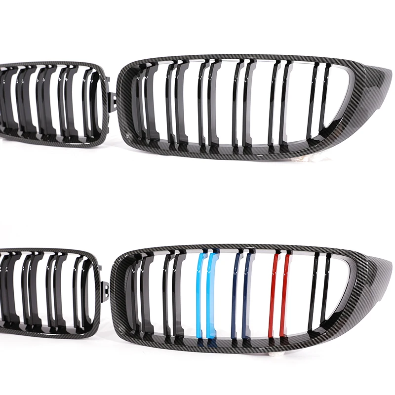 Amortecedor dianteiro rim gloss preto carbono cromo grill m cor grade grill para bmw série 4 gran f32 f33 f36 f80 f82 2013-2020 - Image 4