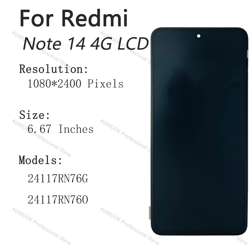 For Redmi Note 14 4G AMOLED Display 24117RN76O 24117RN76G Touch Screen Digitizer For Redmi Note 14 4G LCD Display Replacement - Image 2