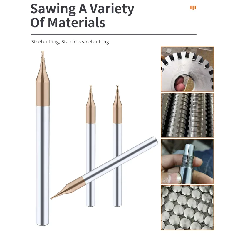 SLUGB Micro Flat End Mill 2F Carbide CNC Milling Cutter HRC55 0.2-3.0mm Long Neck Engraving Router Bit - Image 4