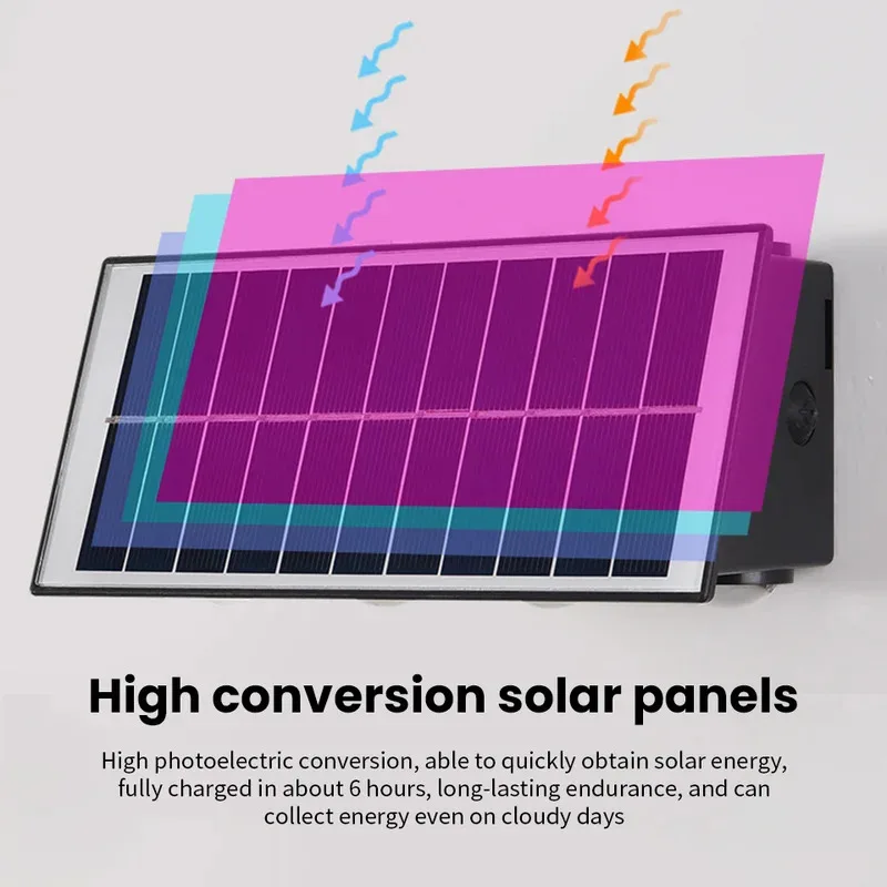 Lâmpada de parede solar ao ar livre à prova dwaterproof água movido a energia solar luz para cima e para baixo iluminar casa jardim quintal decoração fora das luzes solares - Image 3