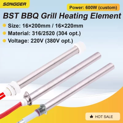 Elemento de Aquecimento Elétrico 220V para Churrasqueira e Forno Resistência Tubular de Alta Temperatura Secagem a Seco Uso Industrial e Doméstico