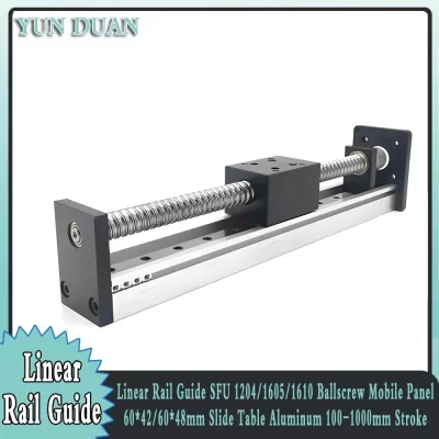 Módulo de mesa deslizante de trilho de guia linear 100- 1000mm curso parafuso esférico slide sfu1204/1605/1610 60*42/60*48 panle móvel cnc xyz