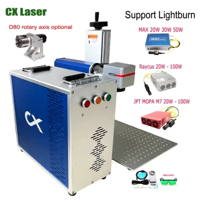 Jpt mopa m7 60w 100w fibra laser cor marcação máquina de gravura raycus 20w 30 50 60 70 gravador de metal suporte lightburn