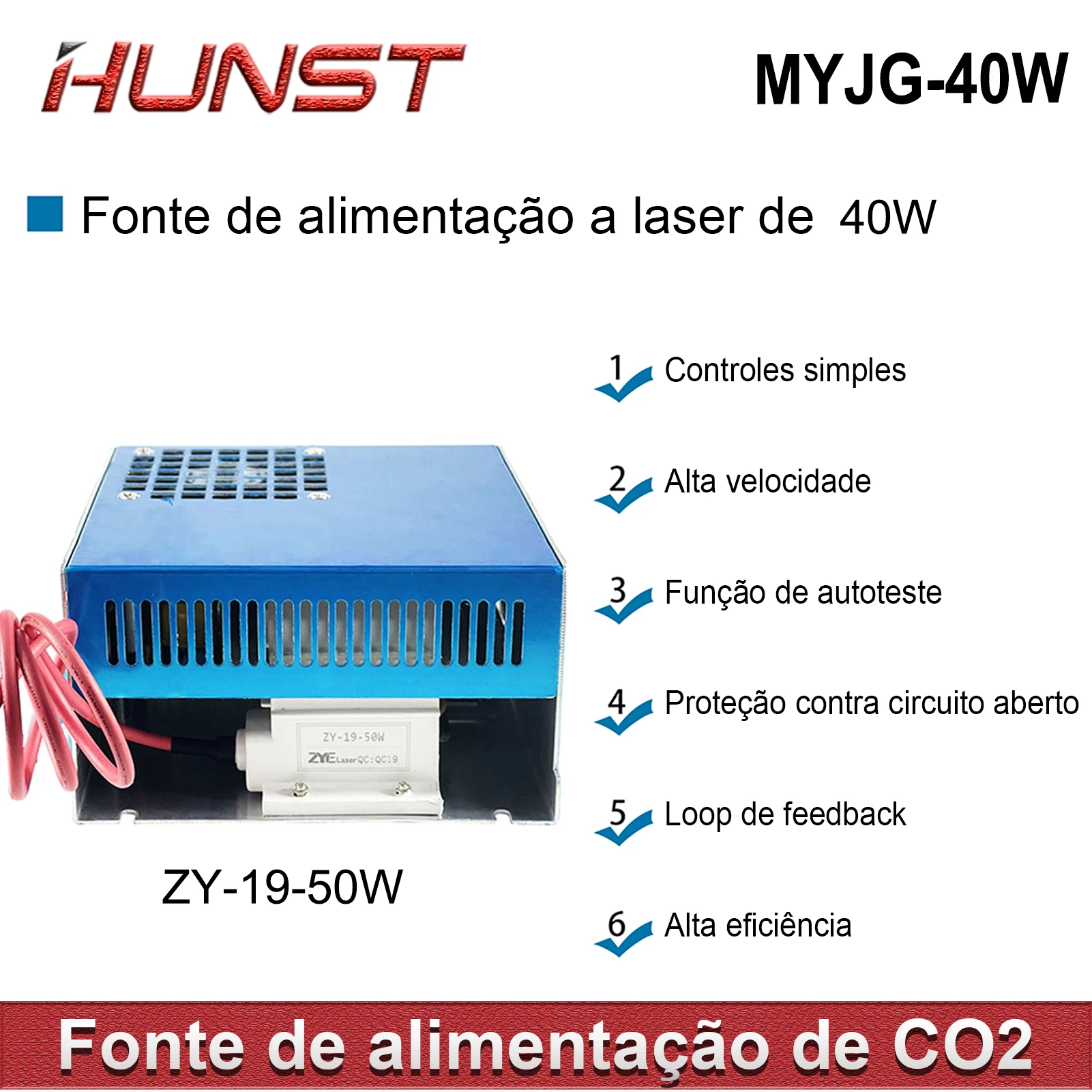 Hunst 40W CO2 Laser Power Supply 110V/220V for 30W 40W 50W K40 Engraving Cutting Machine MYJG-40W Laser Generato - Image 5