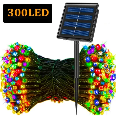 300led luzes solares de natal ao ar livre à prova dwaterproof água 8 modos luzes solares da corda para decorações de natal do jardim luzes de fadas estreladas