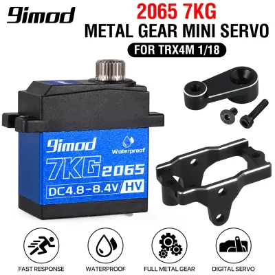 9IMOD 7kg 2065 Digital Servo Waterproof HV Metal Gear Mini Servo with Horn/Bracket/Steering Links for TRX4M 1/18 RC Car