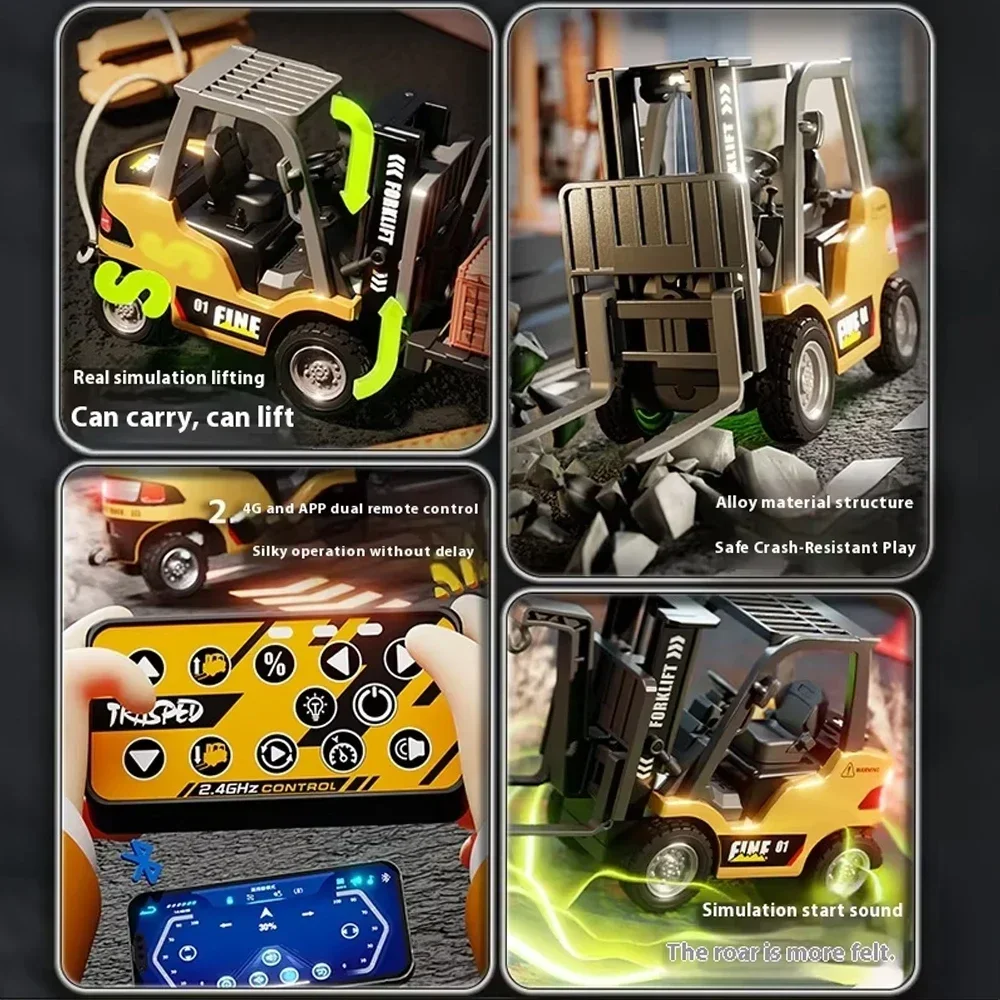 1/64 RC Forklift Trucks Alloy Mini Desktop Toys 2.4G Rc Cars Remote Control Engineer Vehicle Christmas Gifts for Boys Adults - Image 6