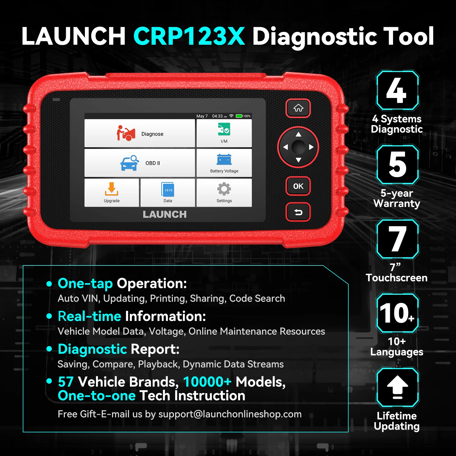 LANÇA X431 CRP123X Scanner OBDII Ferramentas de digitalização automotiva Quatro sistemas de diagnóstico Auto Profissional Scanner OBD2 para DIYers - Image 2