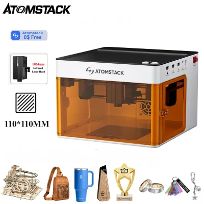 Atomstack p1 máquina de gravação a laser portátil 5w diodo 1.2w infravermelho duplo gravador a laser classe segurança 1 para metais/madeira/couro
