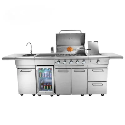 Grelha de churrasco combinada Jardim doméstico 304 Grelha de churrasco de aço inoxidável Grande forno ao ar livre