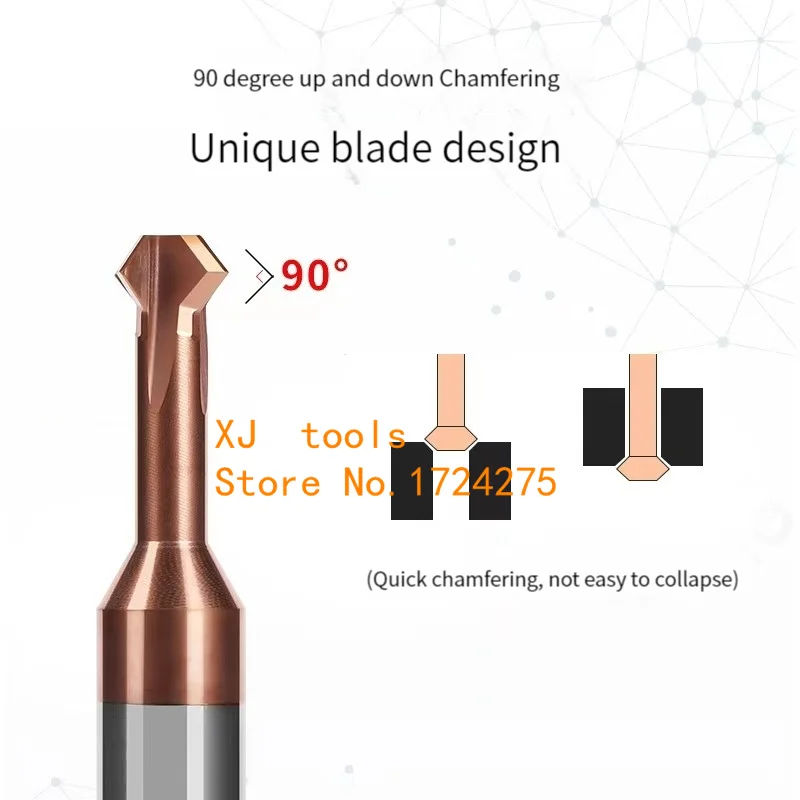 1pcs Front Back Deburrer Double Angular Chamfering Cutter Inner Chamfer 90 Degree for Metal Hole Internal Burr Removal CNC Tool