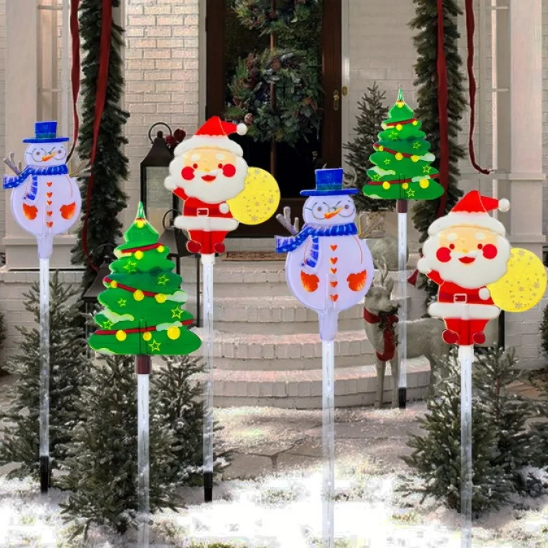 6 pçs/lote movido a energia solar luzes do gramado de natal santa árvore & rena projetos para decoração ao ar livre luzes do jardim à prova dwaterproof água feriado - Image 2