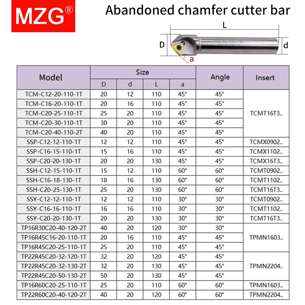 Mzg tcm ssp ssh cnc chanfradura toolholder centro de usinagem descartado posicionamento buraco interno 30 45 60 graus - Image 5