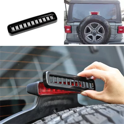 Tampa da lâmpada de freio alto do carro do ABS, guarnição preta, decoração para Jeep Wrangler JL 2018 2019 2020 2021 2022 2023