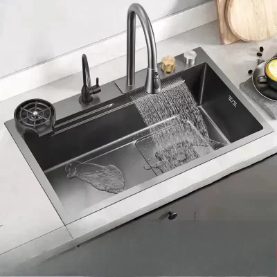 Pia sus304 espessada de aço inoxidável, pia de cozinha doméstica, pia de bancada de processo nano para lavar louça