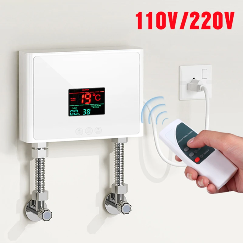 Aquecedor de água instantâneo 110v/220v, 3000w/5500w, aquecedores elétricos de parede para banheiro, chuveiro de água quente e aquecimento de cozinha doméstica