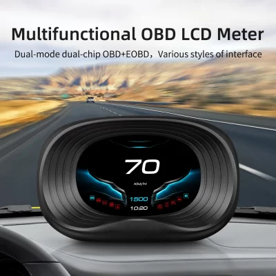 Head Up Display On-board Computer Car Digital OBD2 Mileage OBD Driving Computer Display Speedometer Temperature Gauge 3.5 Inch