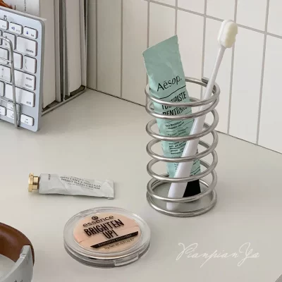 Stainless Steel Toothbrush Holder Metal Bathroom Accessories Tool for Toothpaste Makeup Brush Storage Rack Home Decoration