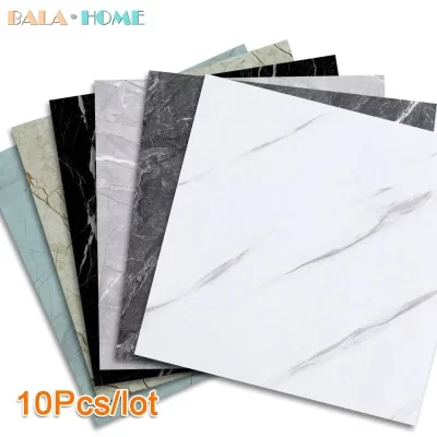 10 peças 30*30cm adesivos de parede autoadesivos anti-telha, adesivos de piso de banheiro de mármore, quarto de pvc à prova d'água e parede de sala de estar