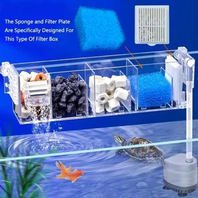 Filtro de parede para tanque de peixes, placa de substituição para aquário, esponja bioquímica, material de bola, filtragem eficiente