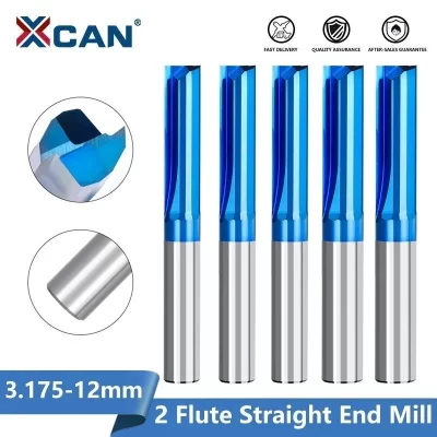 Xcan fresa de extremidade reta 4mm/6/8/10/12mm haste fresa de carboneto para madeira, pvc, plástico cnc gravura roteador bit ferramenta de fresagem