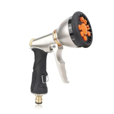 Pistola de bico pulverizador de mangueira de água ajustável, resistente, 9 padrões, para regar plantas, gramado e jardim, lavar carros, banho de animais de estimação