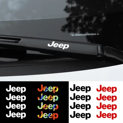 Adesivos para limpador de carro, 4 unidades, emblema refletivo para janela de roda, decalque para jeep renegade grand cherokee wrangler compass acessórios