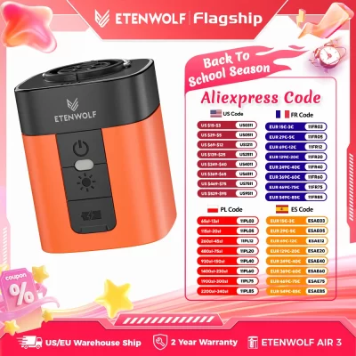 New ETENWOLF AIR 3 Electric Air Pump 2600mAh Battery Light Portable Camping Pump for Air Mattresses Sleeping Pads Pool Floats