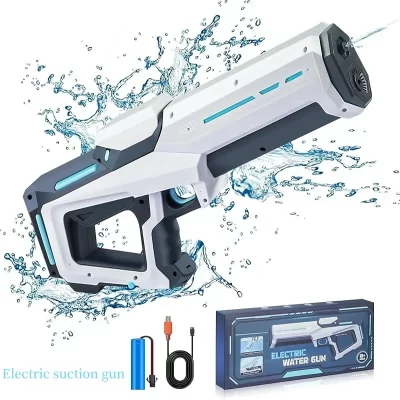 Pistola de água elétrica automática com absorção de água, entretenimento de piscina de praia ao ar livre, pistola de água para adultos e crianças