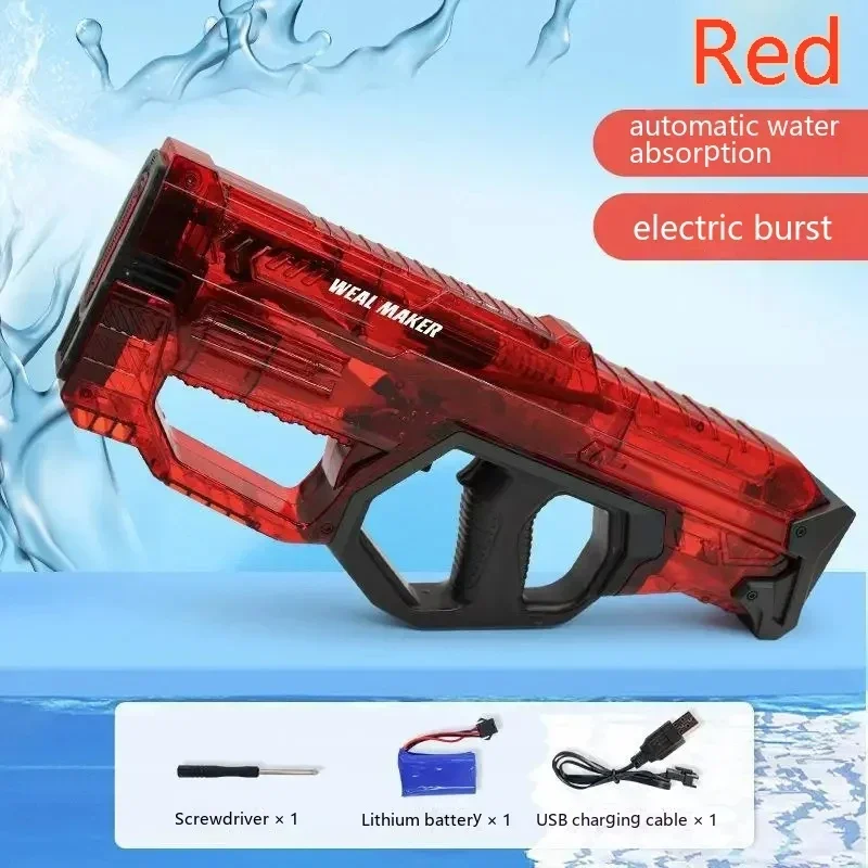 Poderoso transparente pistola de água elétrica brinquedos grande capacidade automático spray água blaster ao ar livre verão piscina brinquedo para crianças presentes - Image 4
