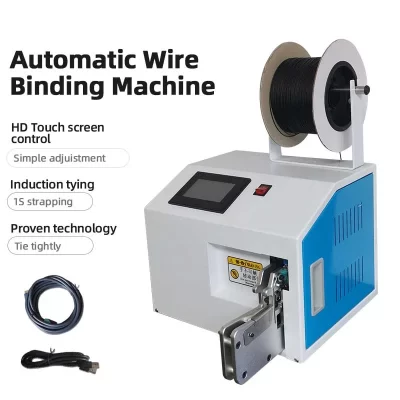 5-30mm Cable Wire Winding and Tying Machine Semi-Auto with Touch Screen Free Dispenser for USB Data HDMI Power Headphone Cables