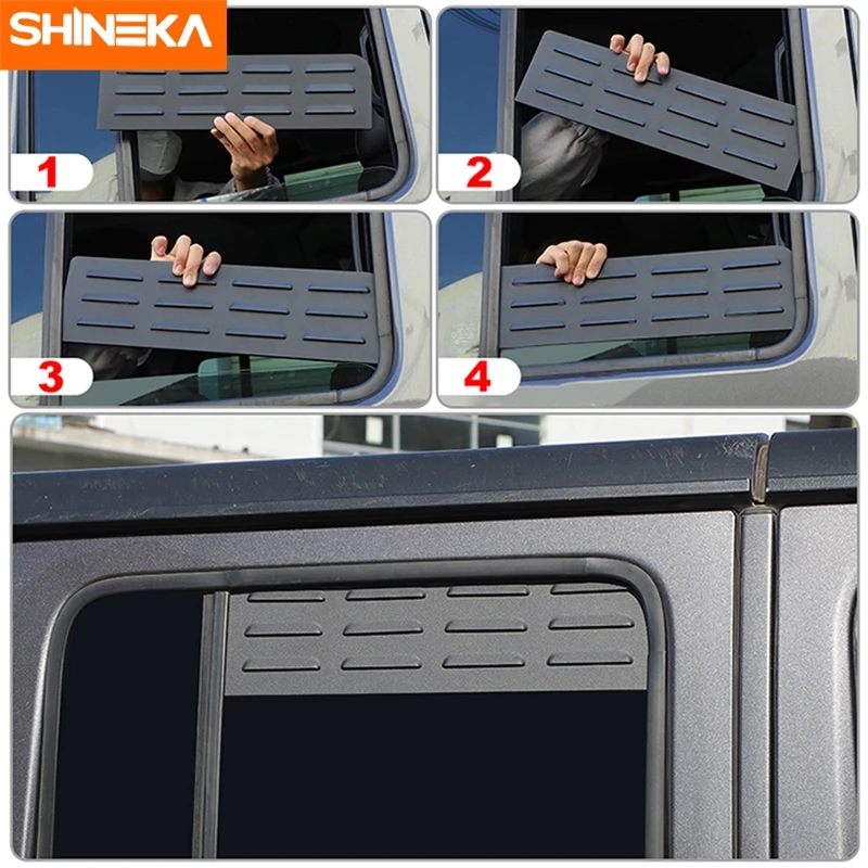 Shineka liga de alumínio janela traseira louvre painel ventilação decoração capa para jeep wrangler jl 2018 up acessórios exteriores - Image 5