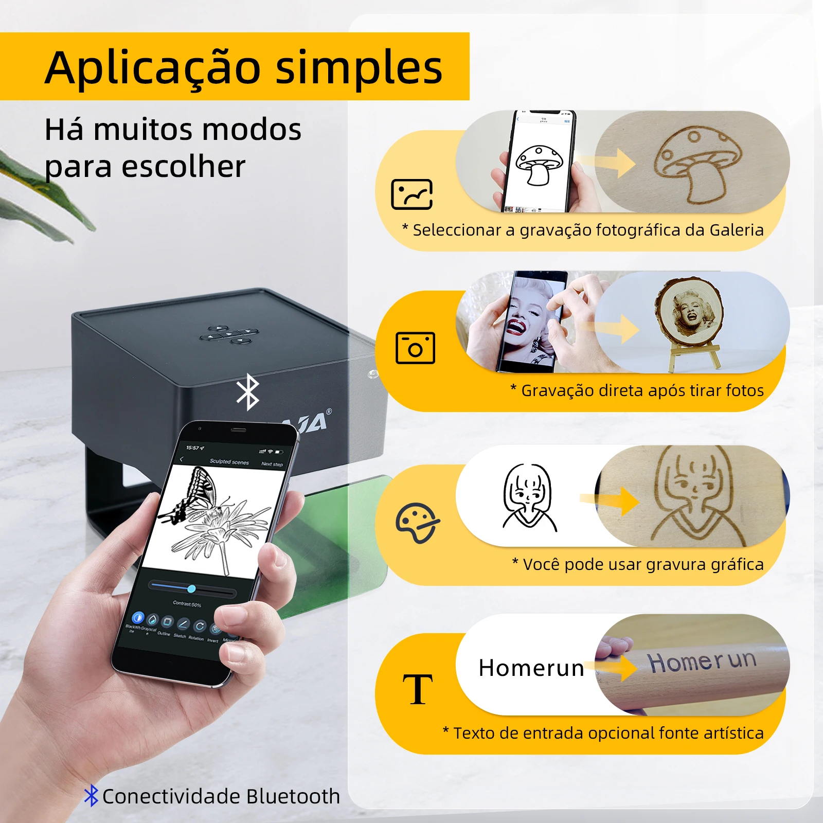 Daja mini gravador a laser portátil diy máquina bluetooth pintado papel couro madeira plástico logotipo cnc máquina - Image 3