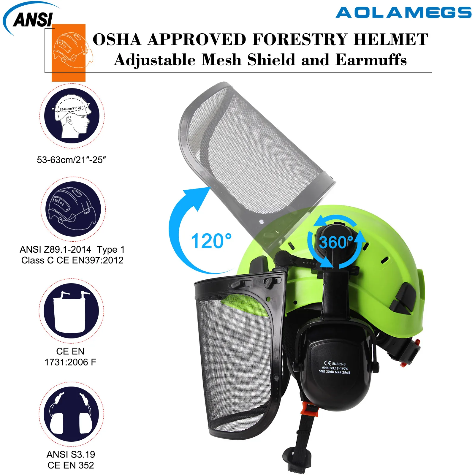 Capacete de segurança florestal ce com protetores de orelha protetor facial abs ansi registro capacete industrial 3 em 1 roçadora aparador chapéu respirável - Image 2