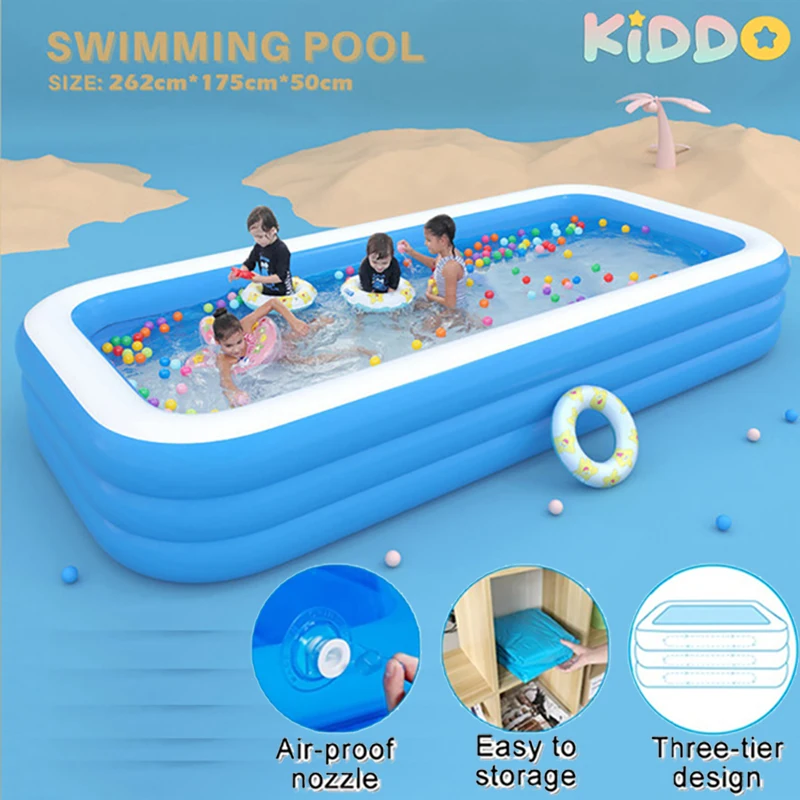 2.6M/2M Swimming Pool Large Pools for Family Inflatable Framed Removable Bathtub Kids Beach Ourdoor Game Indoor for Cottages